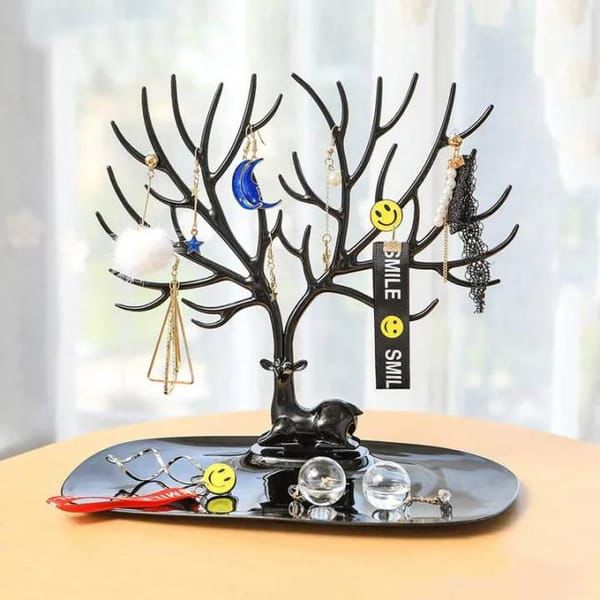 Multifunctional Plastic Tree Shape Jewelry Display Necklace Bracelet Earring Holder Pink White Tree Branch Stand Rack Hanger