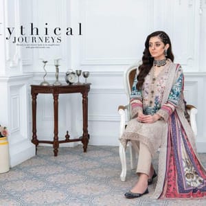 Exclusive Digital Printed Embroidered Jacquard Lawn Shirt With Special Digital Printed Jacquard Lawn Embroidered Dupatta  & Dyed Cotton Pant